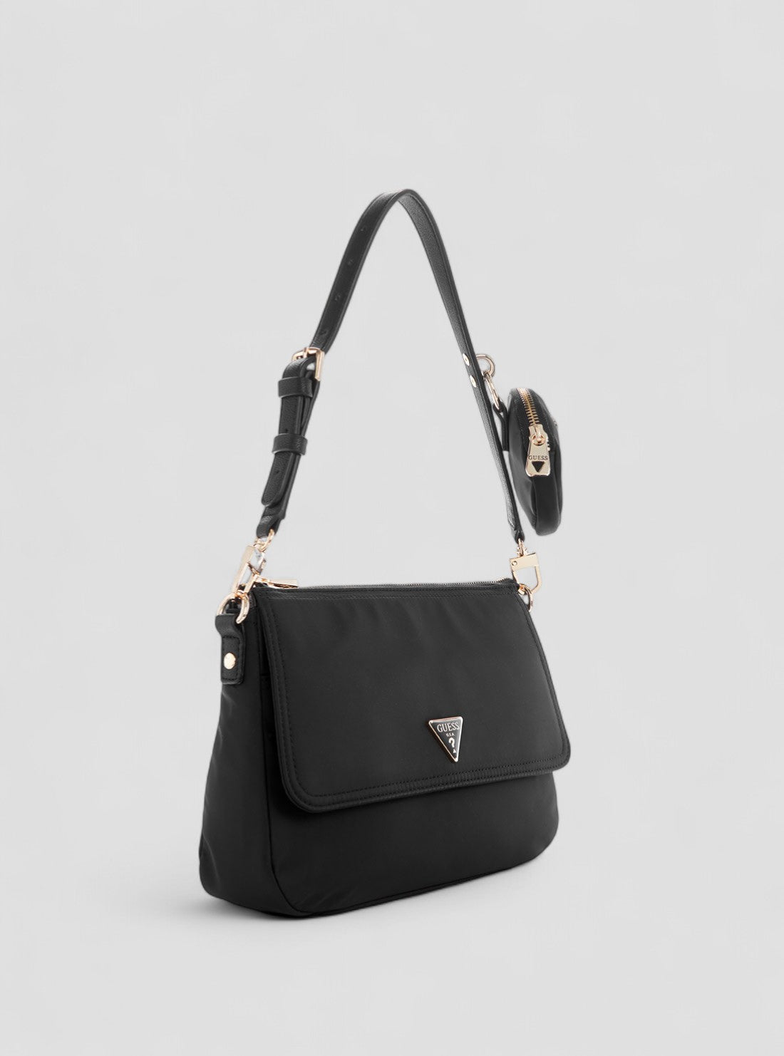 GUESS Womens Eco Black Gemma Shoulder Bag EYG839518BLA Front Side View