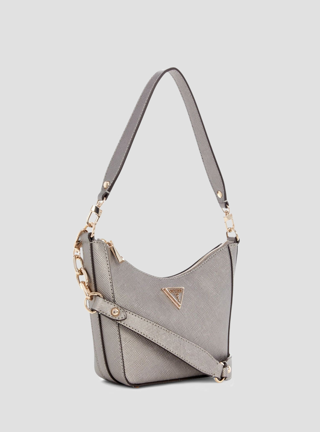 GUESS Women's Grey Eco Gloriana Top Zip Shoulder Bag EZM951218 Side View