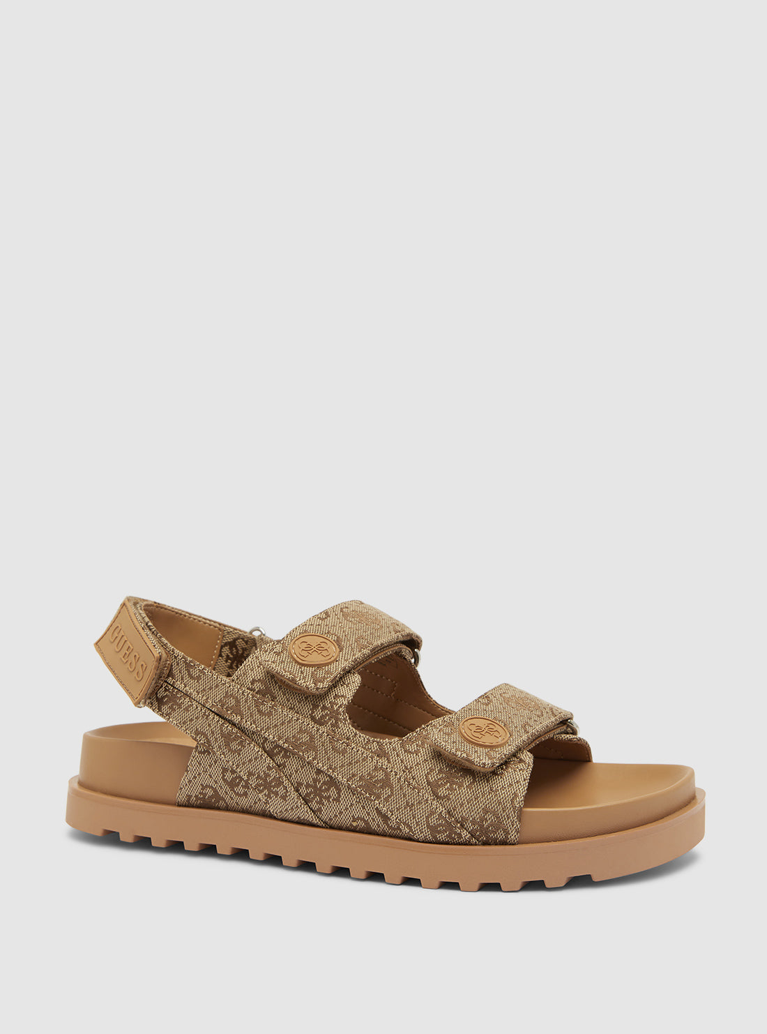 GUESS Womens Footwear Brown Logo Fadey Flat Sandals FADEY Front Side View