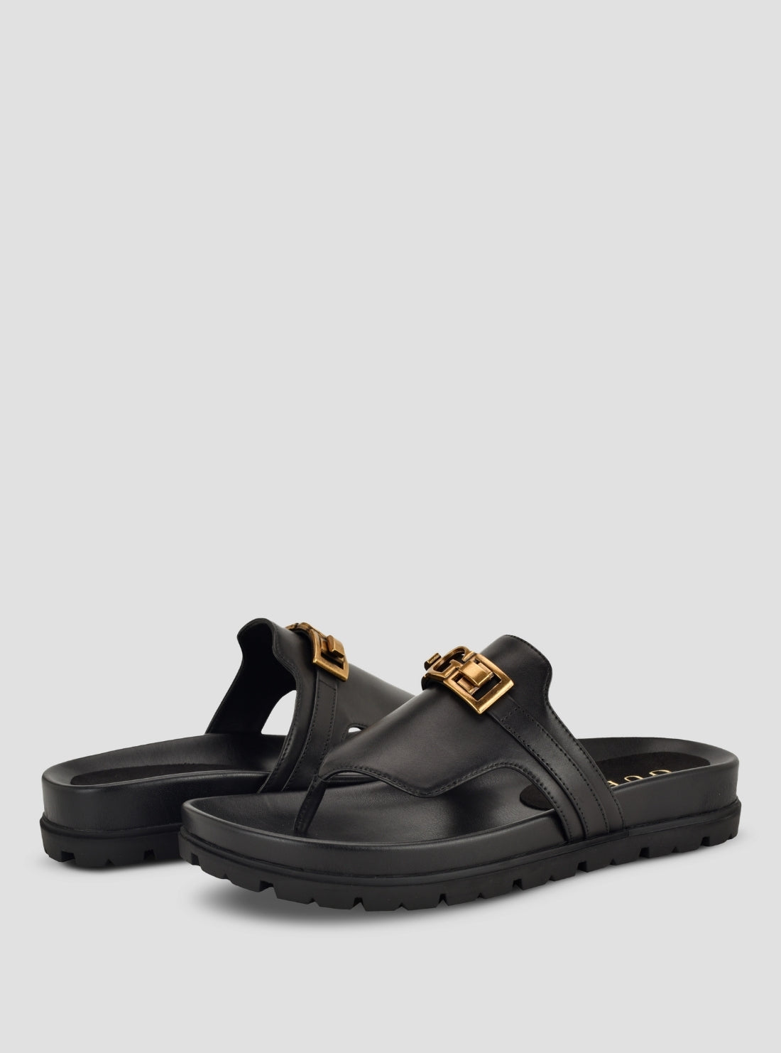 GUESS Footwear Black Farron Thong Sandals FARRON Front Side View