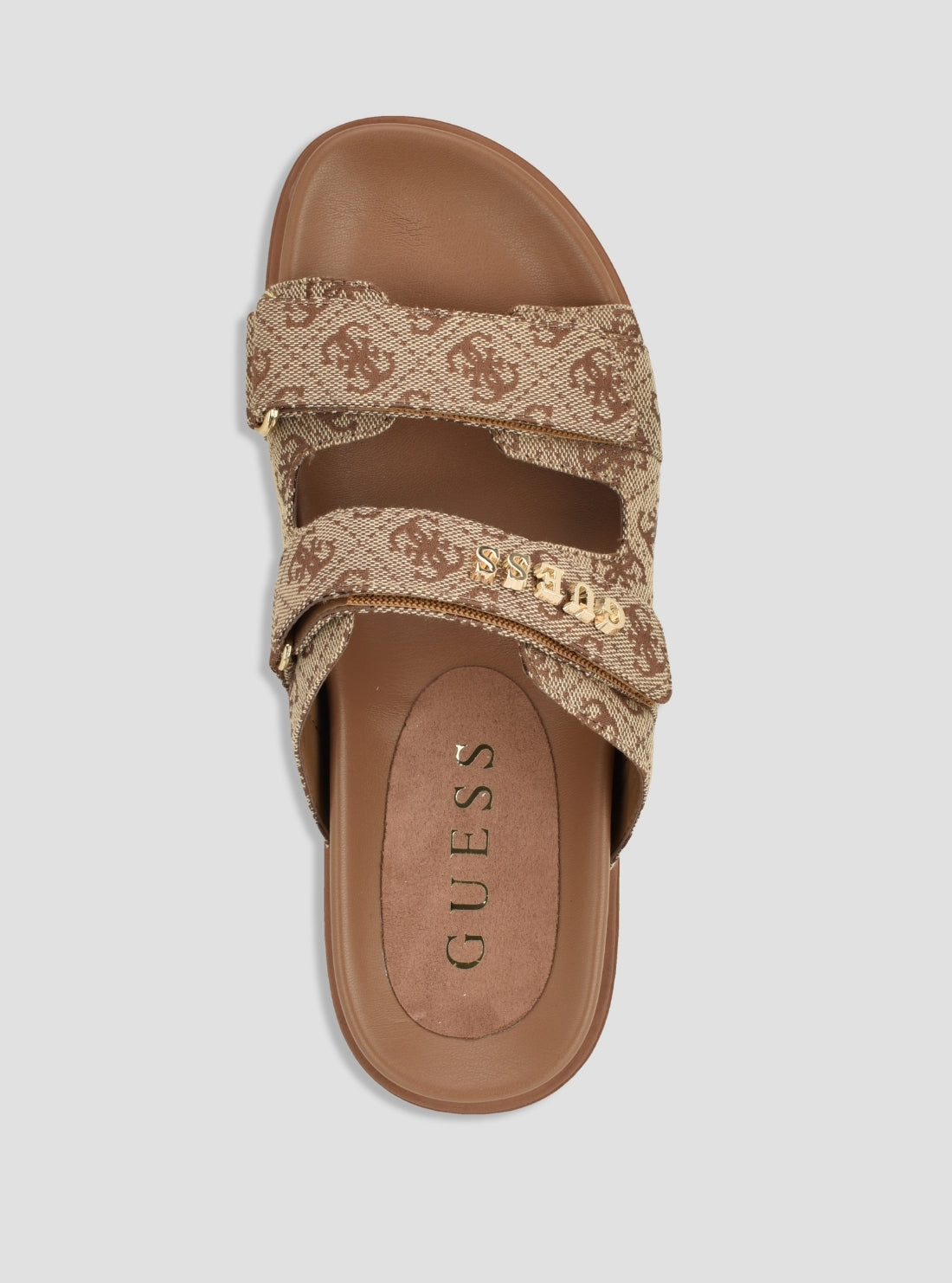 GUESS Womens Medium Brown Faxon Platform Sandals FAXON2 Top View