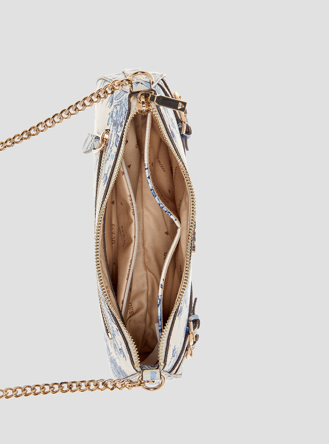 GUESS Womens Floral Multi Bramina Top Zip Shoulder Bag FG963618 Inside View