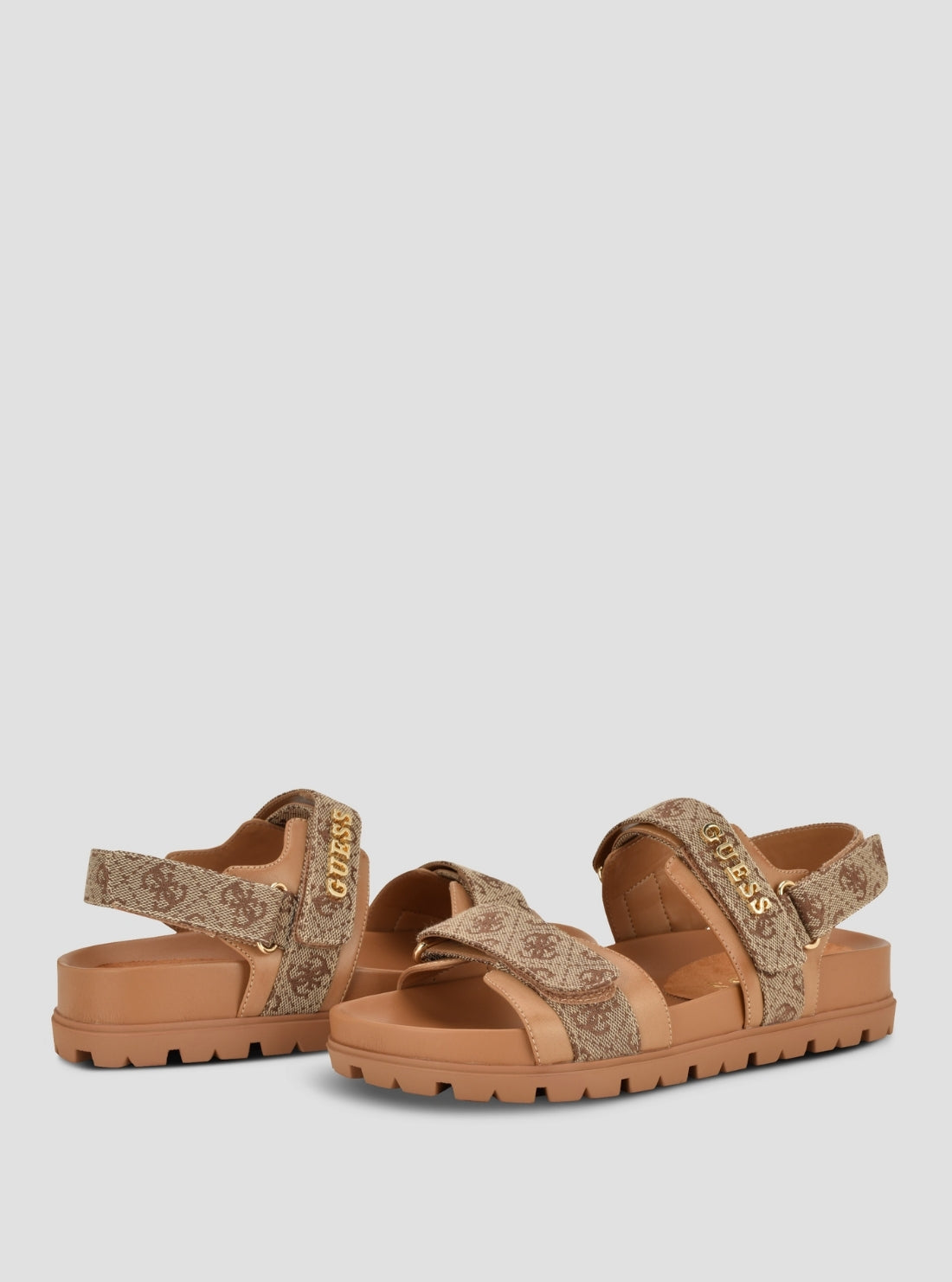 GUESS Footwear Medium Brown Logo Florizy2 Sandals FLORIZY2 Front Side View