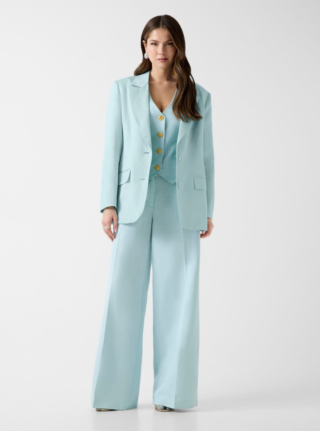 GUESS Eco Cloudy Blue Marciano Jane Wide Leg Pant G6GB04W1782 Full View