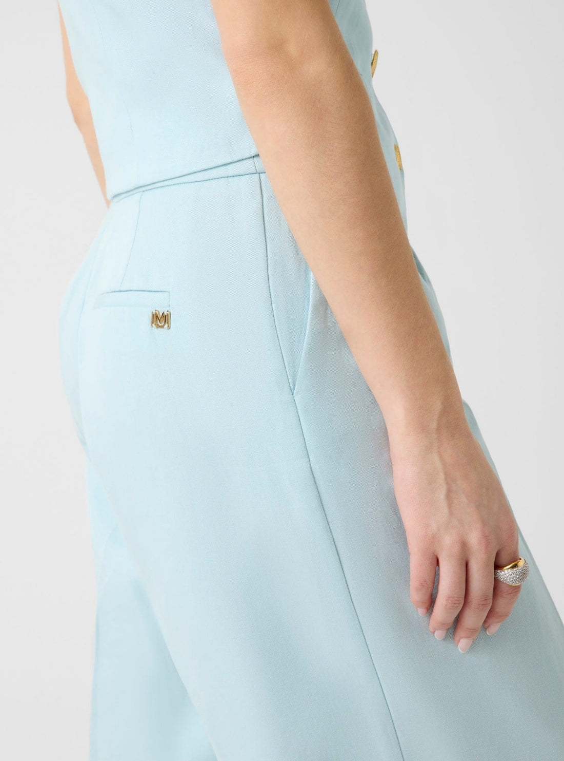 GUESS Eco Cloudy Blue Marciano Jane Wide Leg Pant G6GB04W1782 Detail View