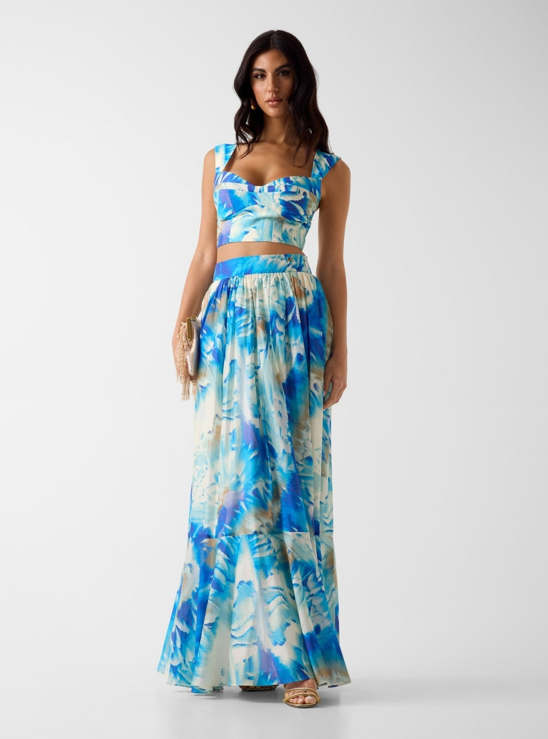 Eco Cloudy Blue Marciano Kat Printed Maxi Skirt G6GD18W1988 Full View