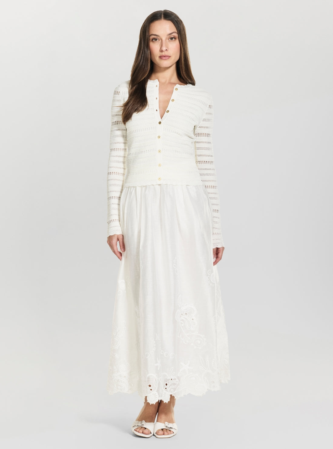 GUESS Eco White Marciano Gracie Ankle Skirt G6GD27W2869 Full View