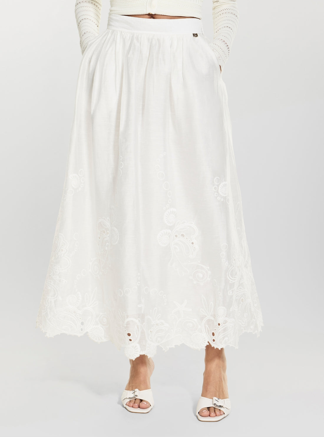 GUESS Eco White Marciano Gracie Ankle Skirt G6GD27W2869 Front View