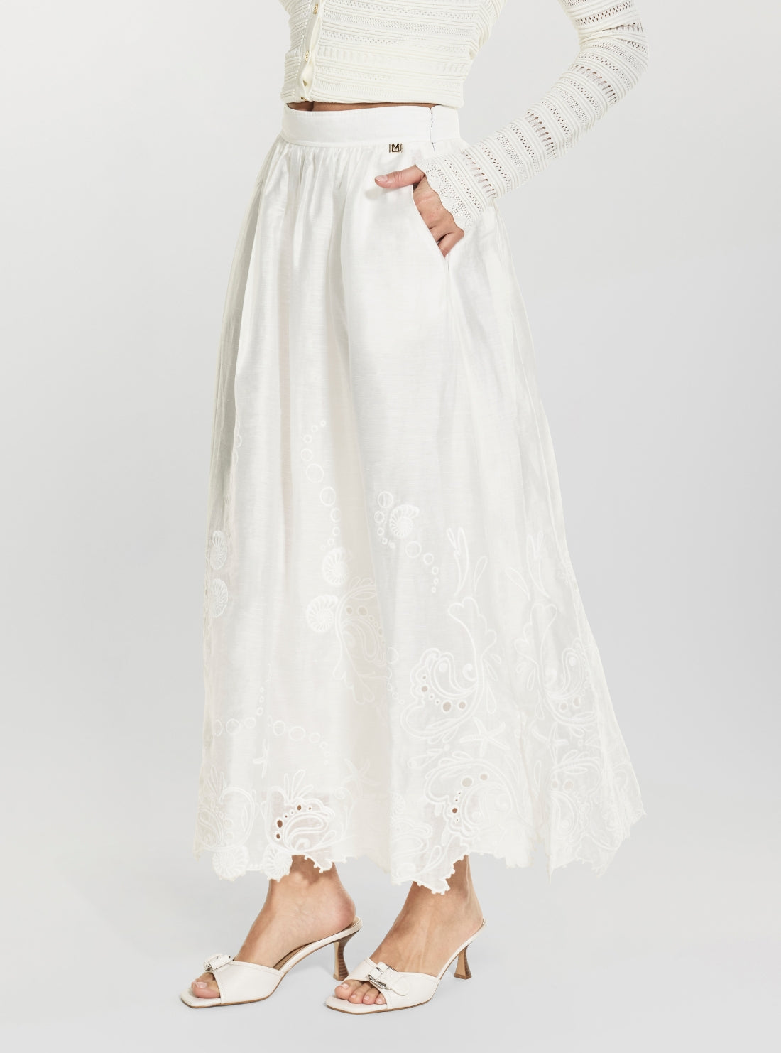 GUESS Eco White Marciano Gracie Ankle Skirt G6GD27W2869 Side View
