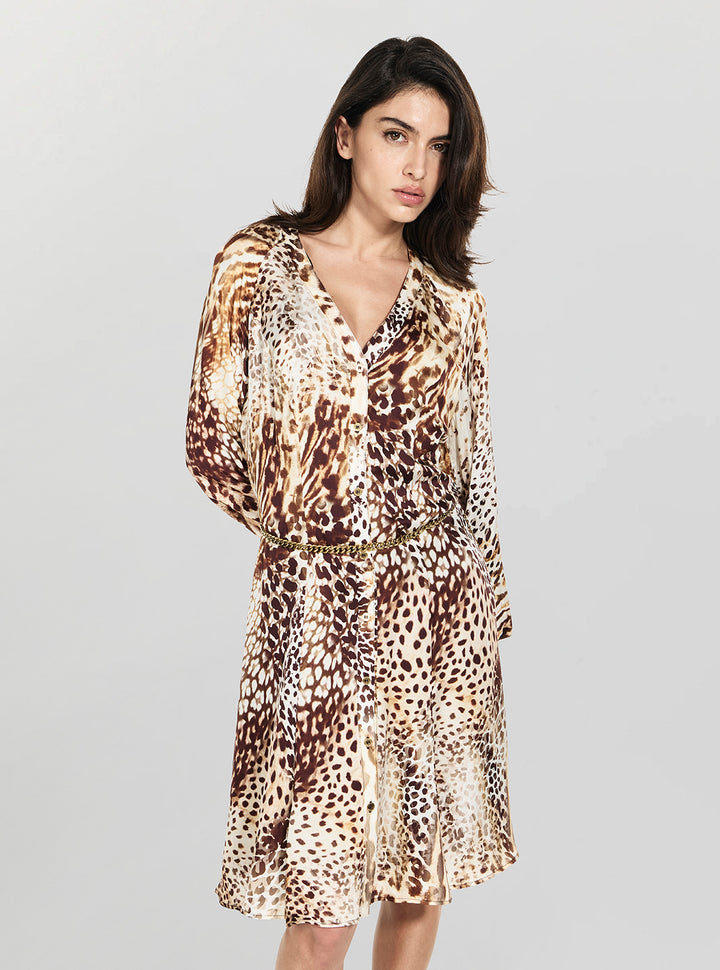 Marciano Wild Essence Print Gwenda Flare Dress  G6GK07W1763 Front View