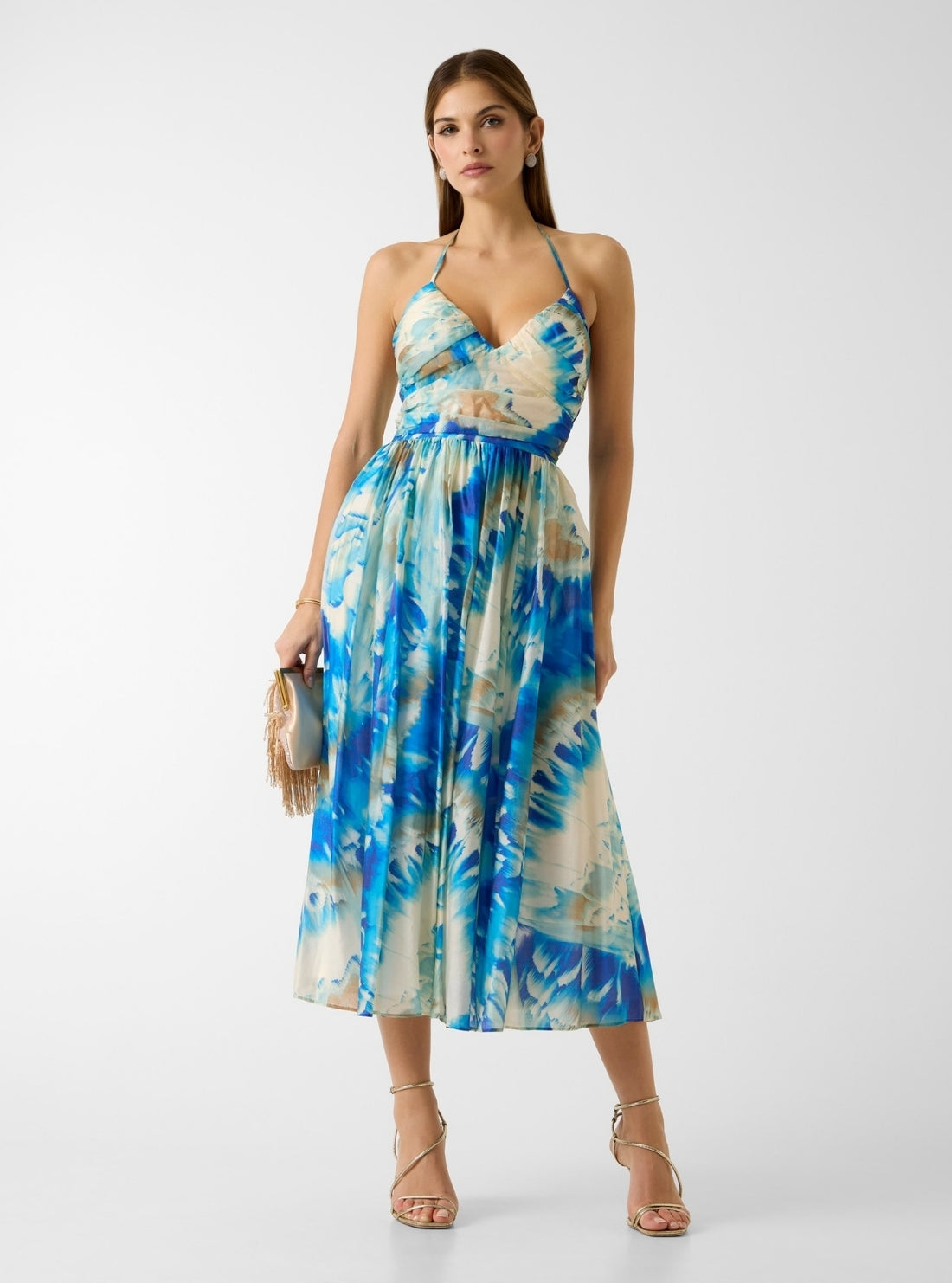 GUESS Womens Eco Blue Marciano Kat Midi Dress G6GK53W1985 Full View_2