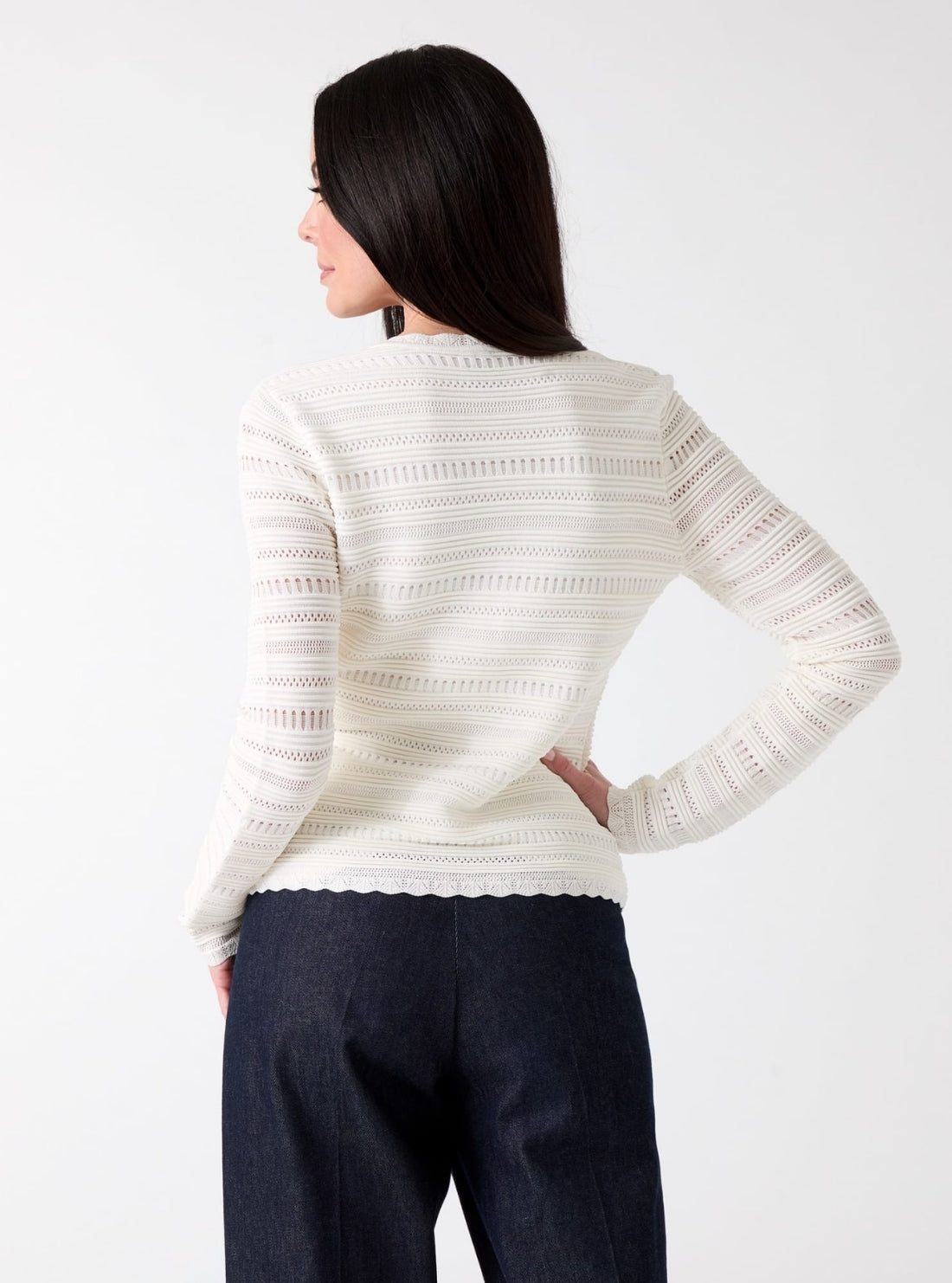 GUESS Eco White Marciano Macadamia Carol Cardigan G6GR12Z0637 Back View