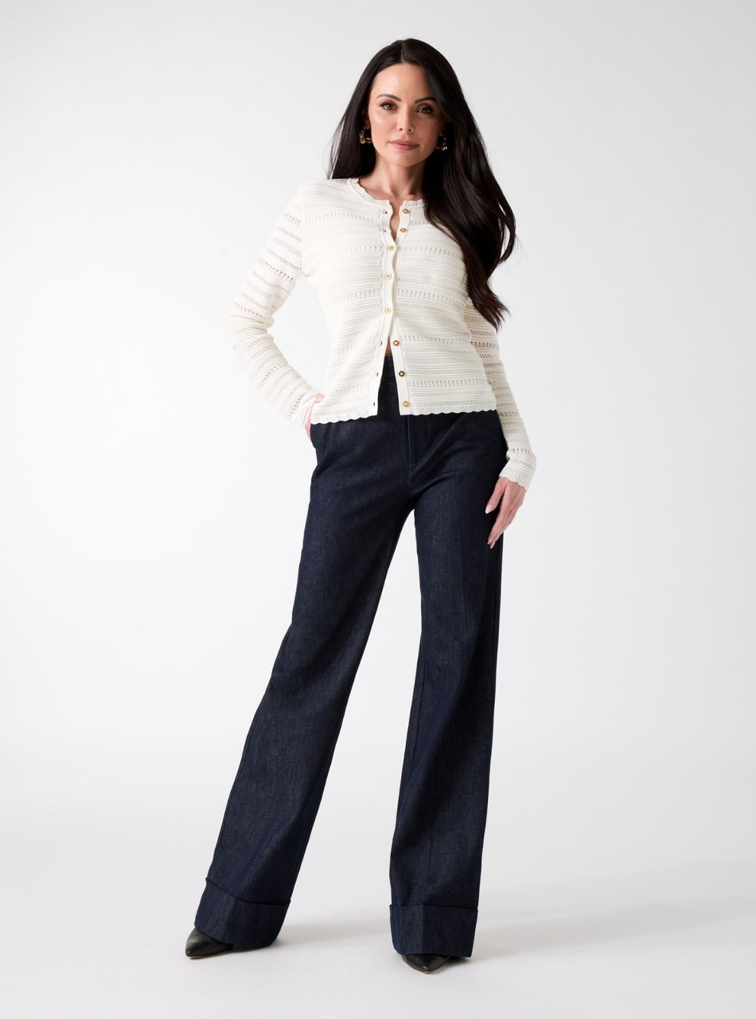 GUESS Eco White Marciano Macadamia Carol Cardigan G6GR12Z0637 Full View