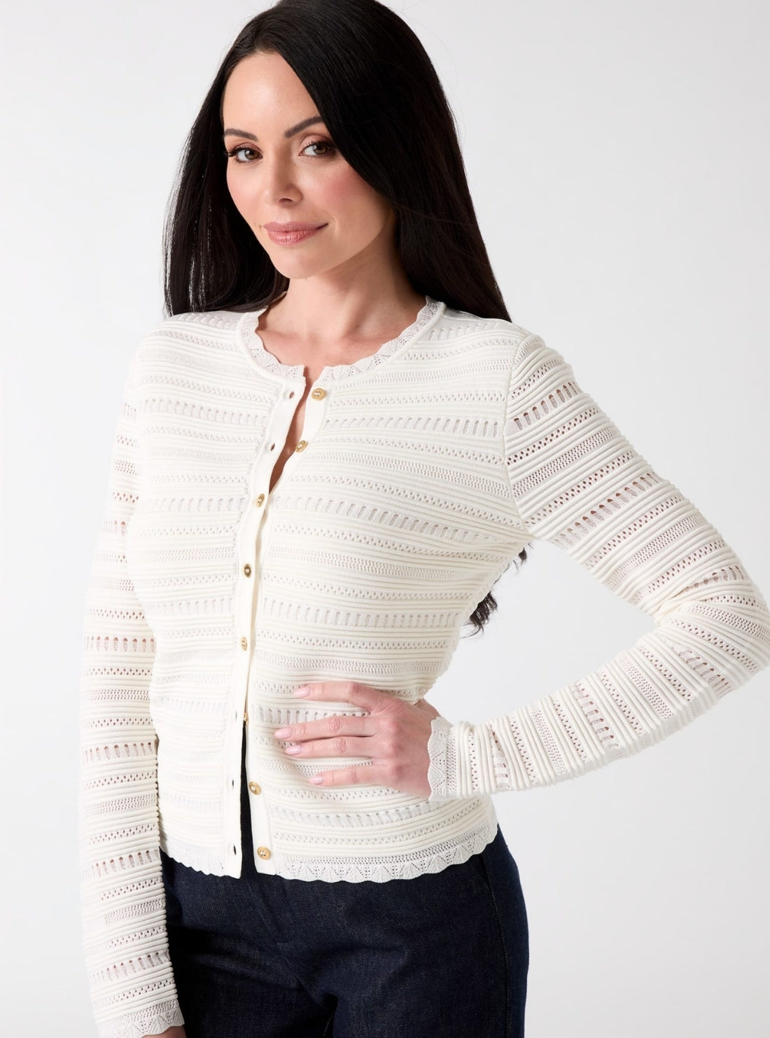 GUESS Eco White Marciano Macadamia Carol Cardigan G6GR12Z0637 Detail View