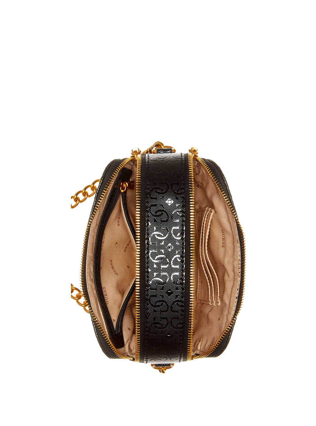 Women's Black Jania Logo Crossbody Bag top view