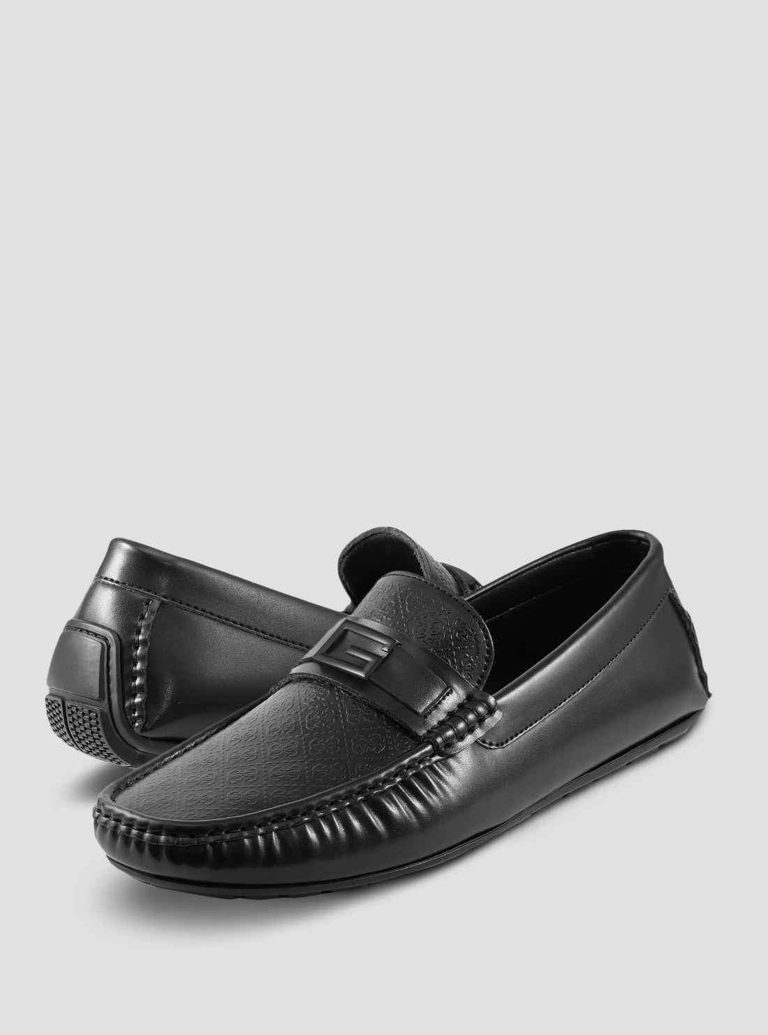 GUESS Footwear Black Gade Logo Loafers GADE Front Side View