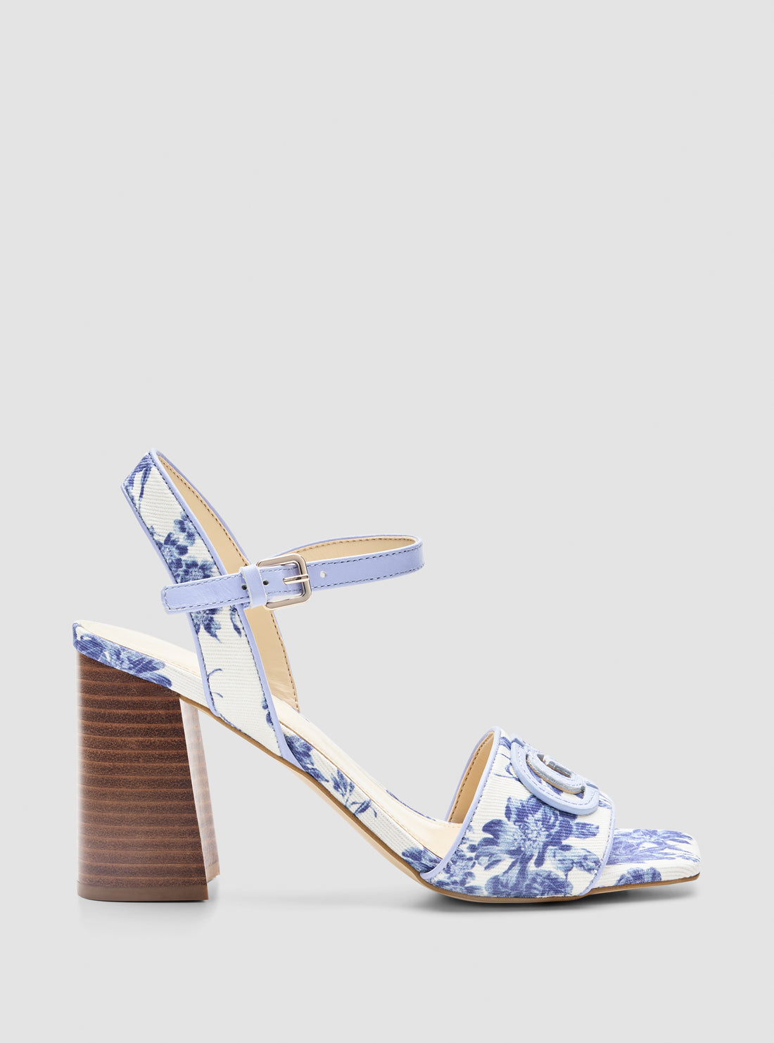 GUESS Womens Blue Floral Ganika Block Heel Sandals GANIKA2 Side View