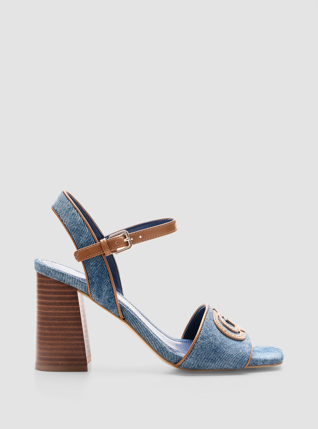 GUESS Womens Blue Ganika Block Heel Sandals GANIKA2 Side View
