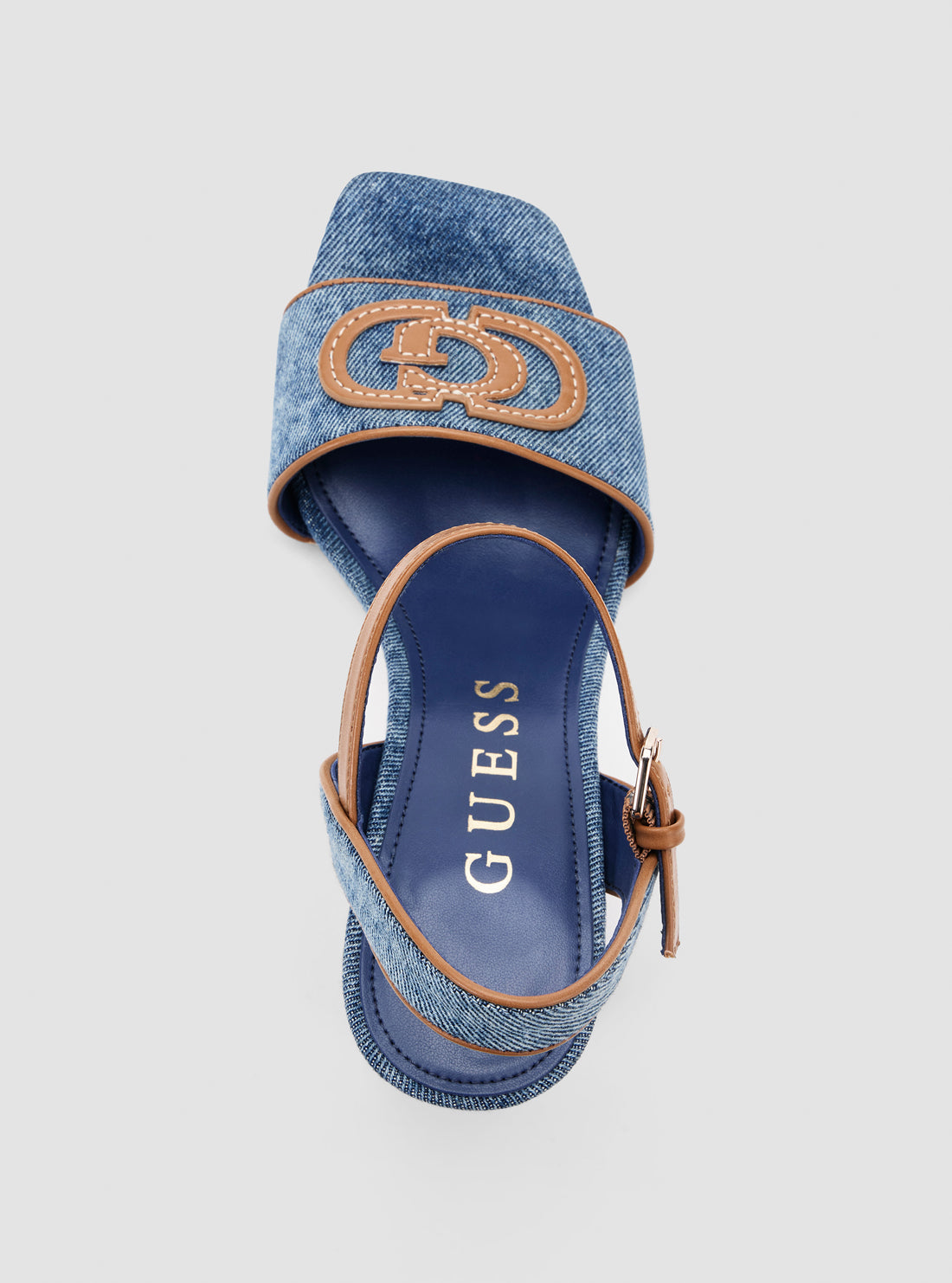 GUESS Womens Blue Ganika Block Heel Sandals GANIKA2 Top View