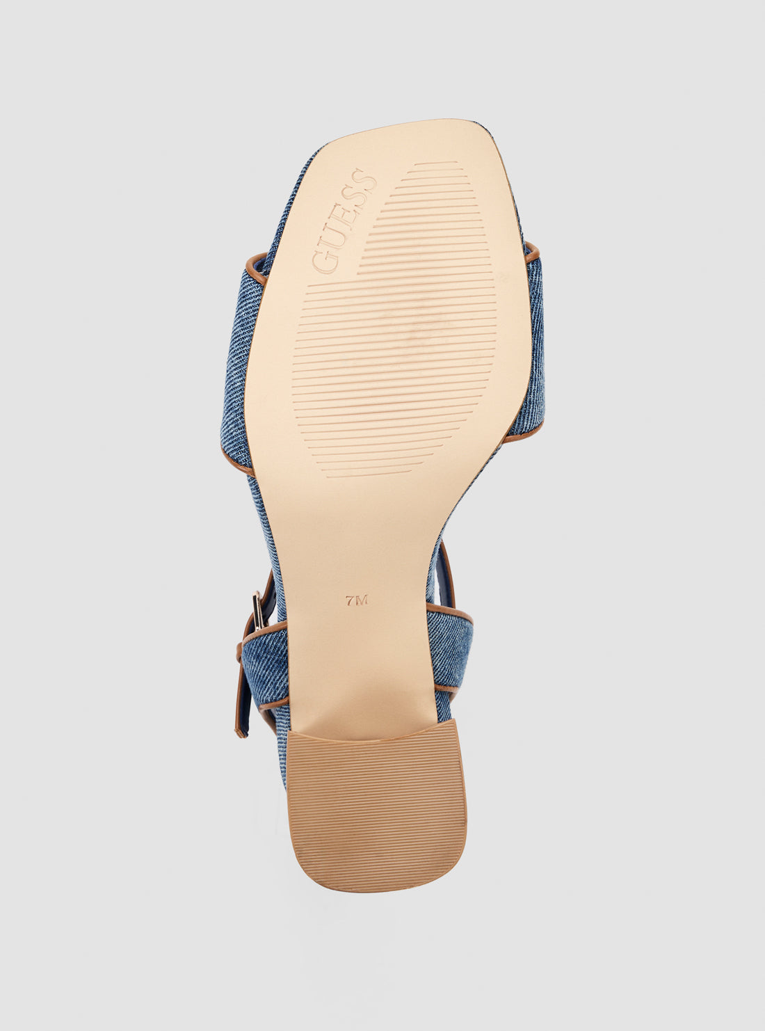 GUESS Womens Blue Ganika Block Heel Sandals GANIKA2 Bottom View