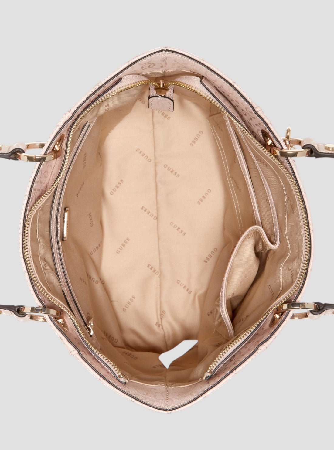 GUESS Womens Blush Logo Noelle Small Elite Tote Bag GG787922 Inside View
