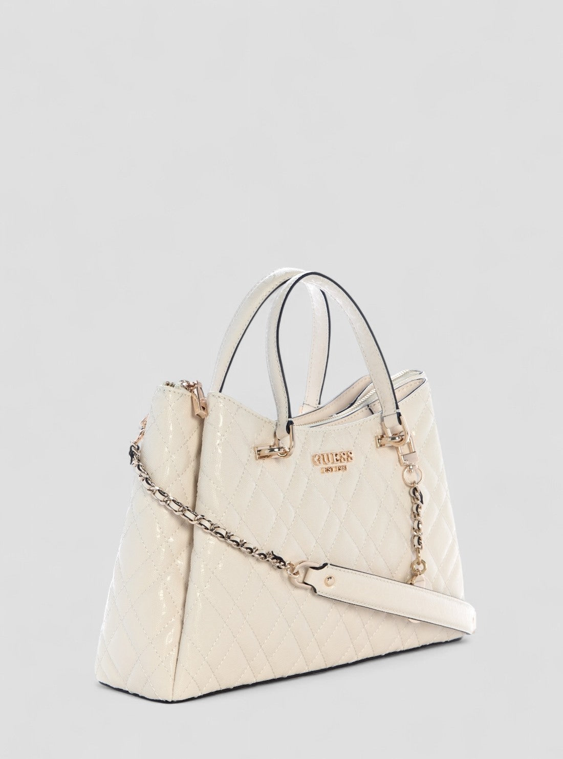 GUESS Womens White Isemay Girlfriend Shoulder Satchel Bag GG962806 Front Side View