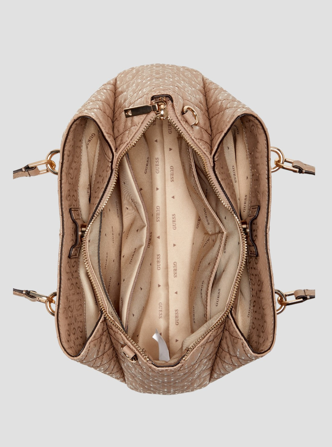GUESS Womens Beige Isemay Girlfriend Shoulder Satchel Bag GG962806 Inside View