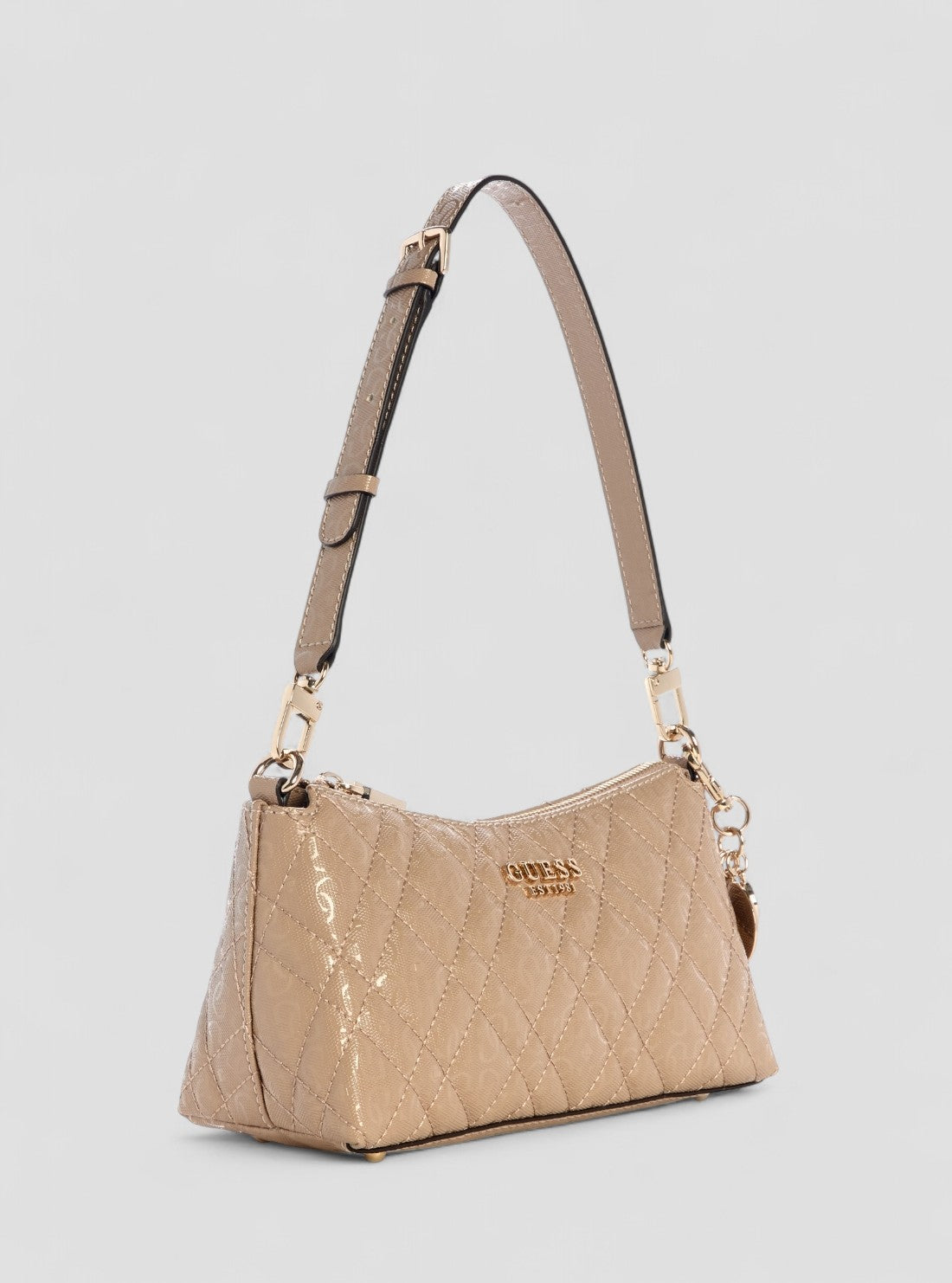 GUESS Womens Beige Logo Isemay Shoulder Bag GG962818 Front Side View
