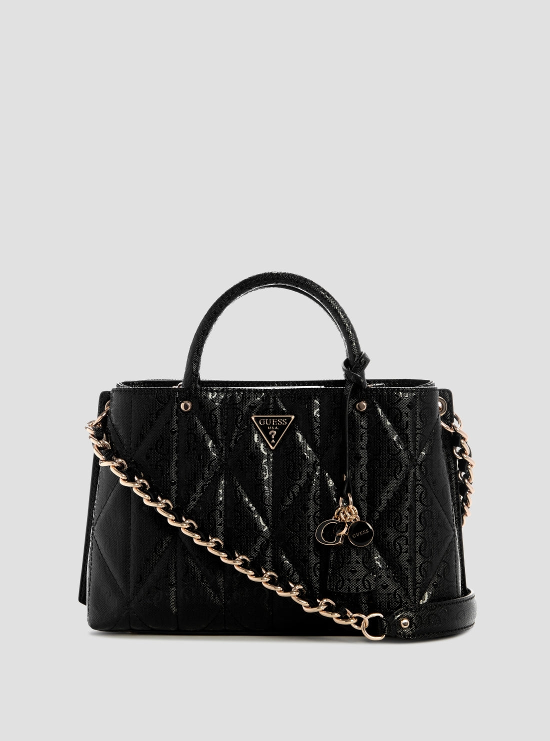 GUESS Womens Black Aldina Girlfriend Satchel Bag GG966306 Front View