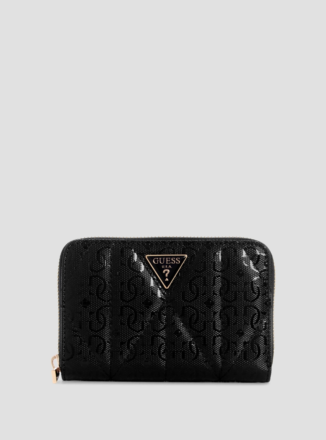 GUESS Womens Black Aldina Medium Zip Around Wallet GG9663140 Front View