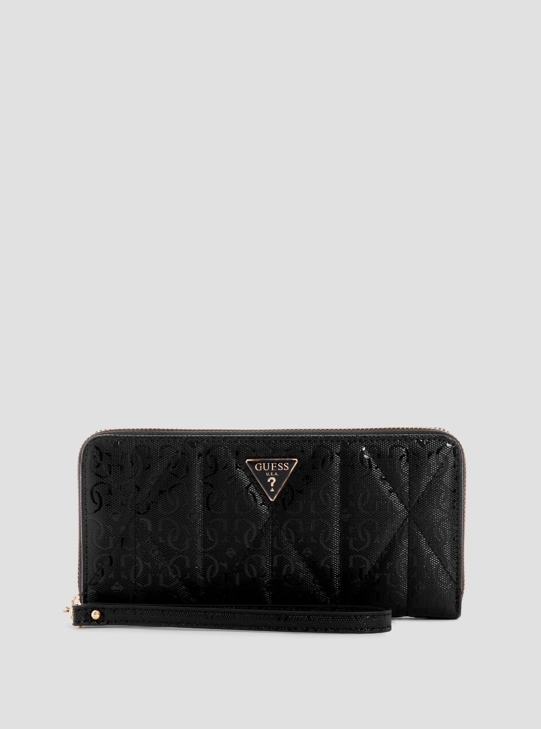 GUESS Womens Black Aldina Large Zip Around Wallet GG9663146 Front View