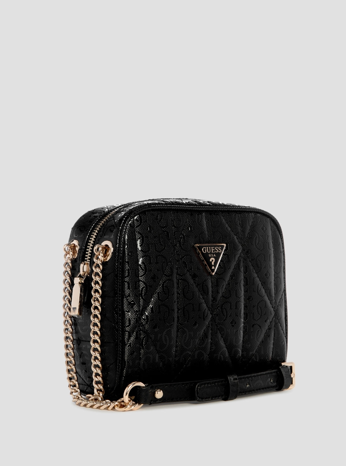 GUESS Womens Black Aldina Camera Crossbody Bag GG966314 Front Side View
