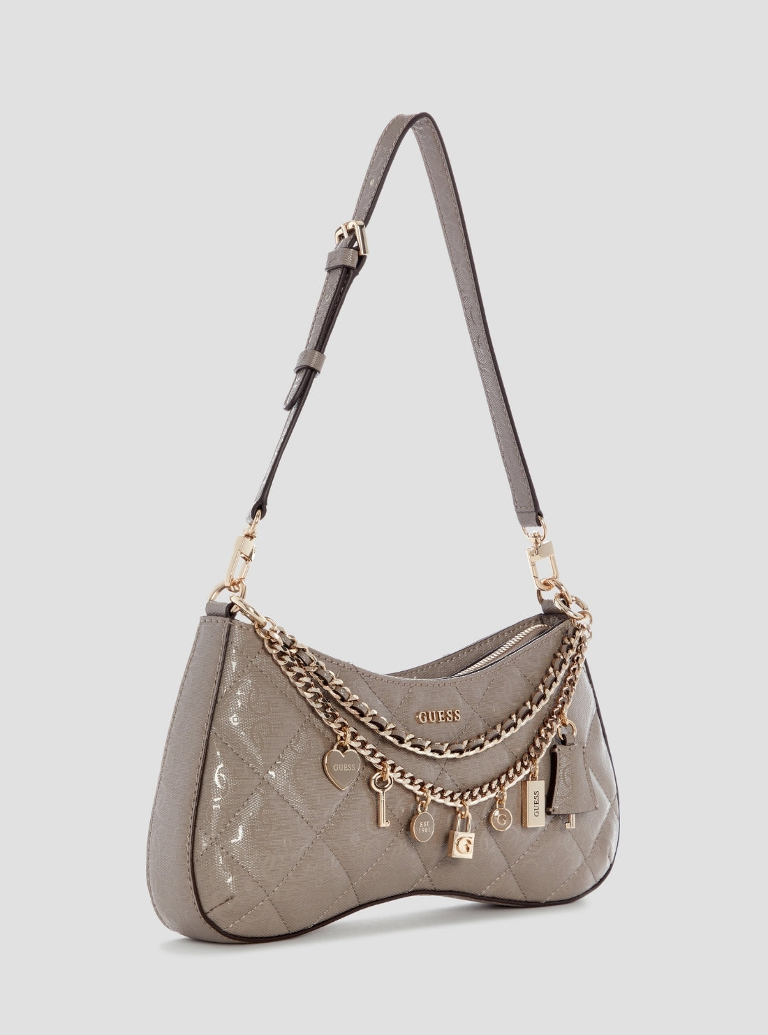 GUESS Womens Dark Taupe Dovie Flap Shoulder Bag GG991218 Side View