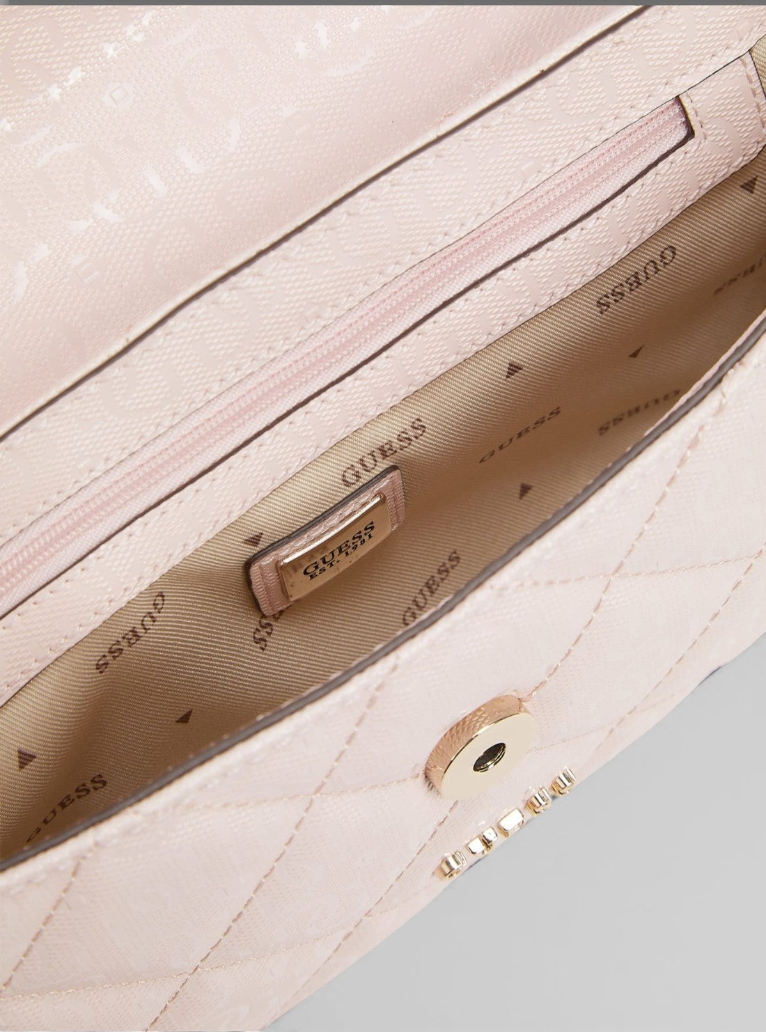 GUESS Womens Pink Libby Flap Crossbody Bag GG991220 Inside View