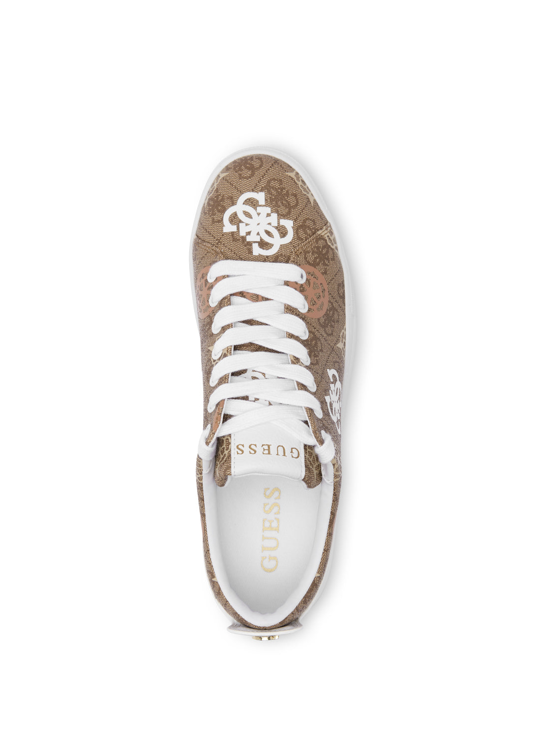 GUESS Womens Brown Quattro G Gianele Low-Top Sneakers upper front view