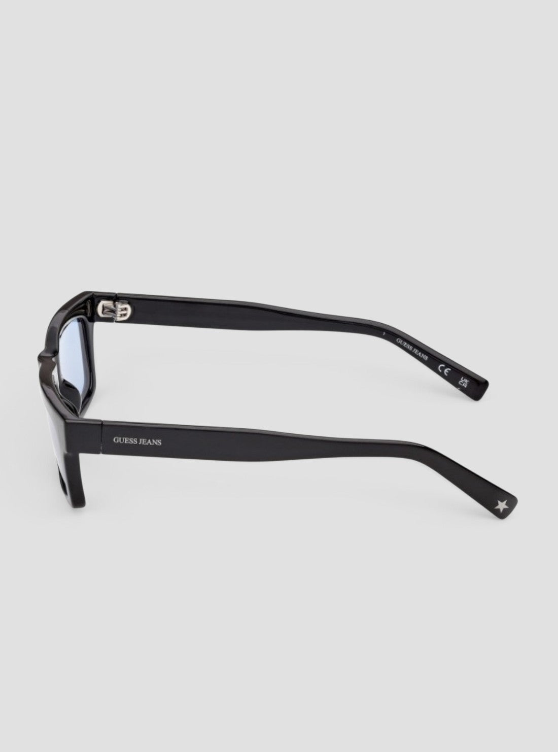 Shiny Black Blue Mirror Rectangular Sunglasses