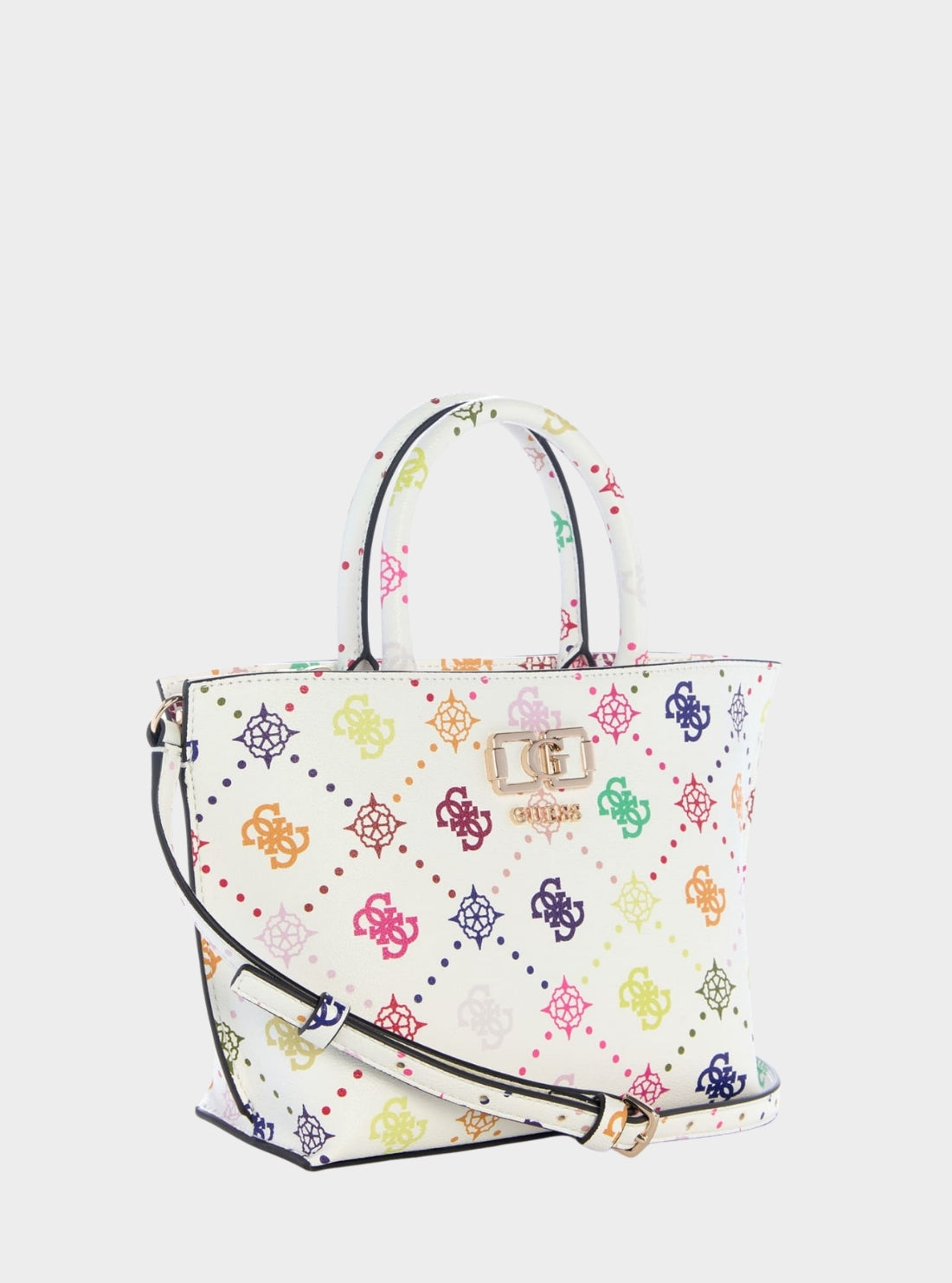 White Multi Logo Emelie Mini Tote Bag