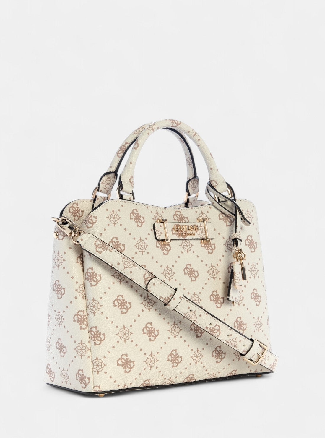 GUESS Womens White Logo Silia Girlfriend Satchel Bag GP989006 Front Side View