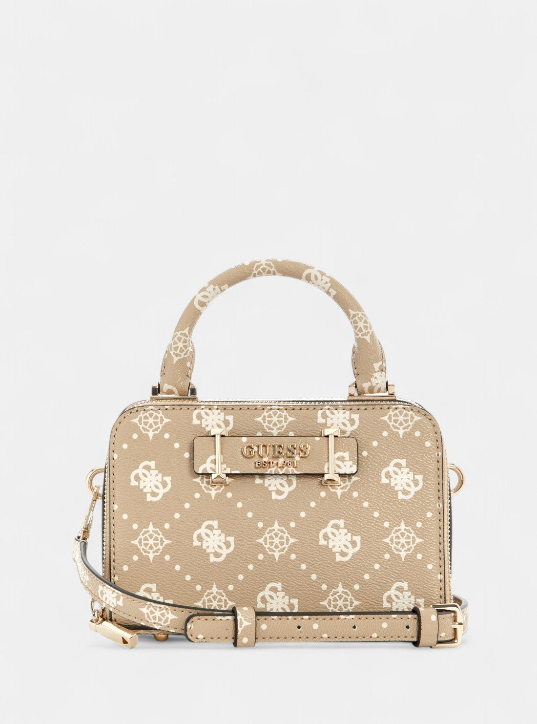 GUESS Womens Beige Logo Silia Mini Satchel Bag GP989076 Front View