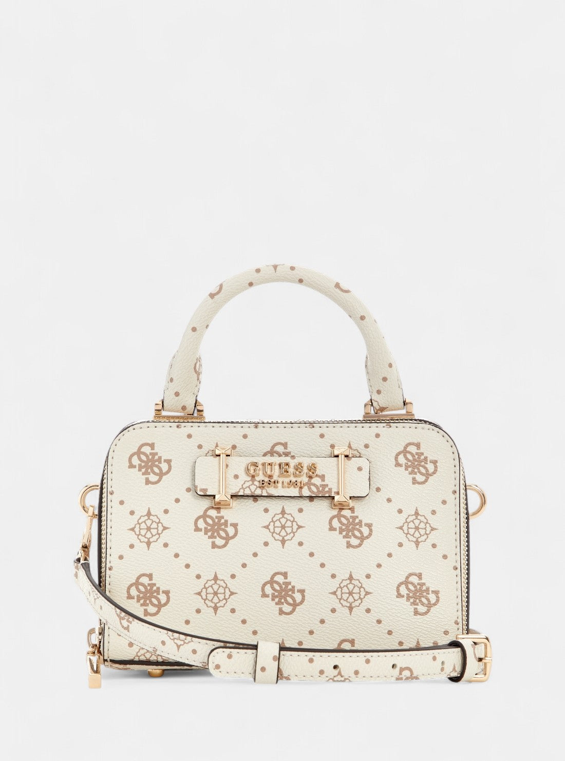 GUESS Womens White Logo Dea Girlfriend Satchel Bag GP989076 Front View