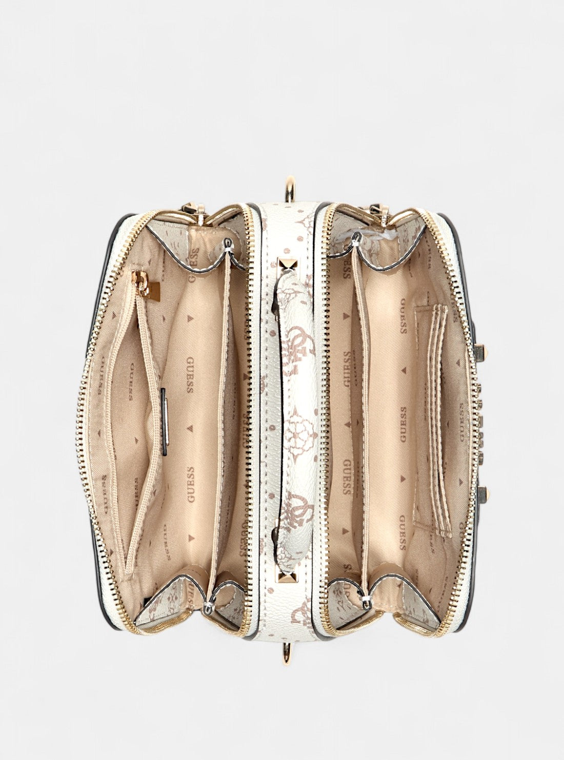 GUESS Womens White Logo Dea Girlfriend Satchel Bag GP989076 Inside View
