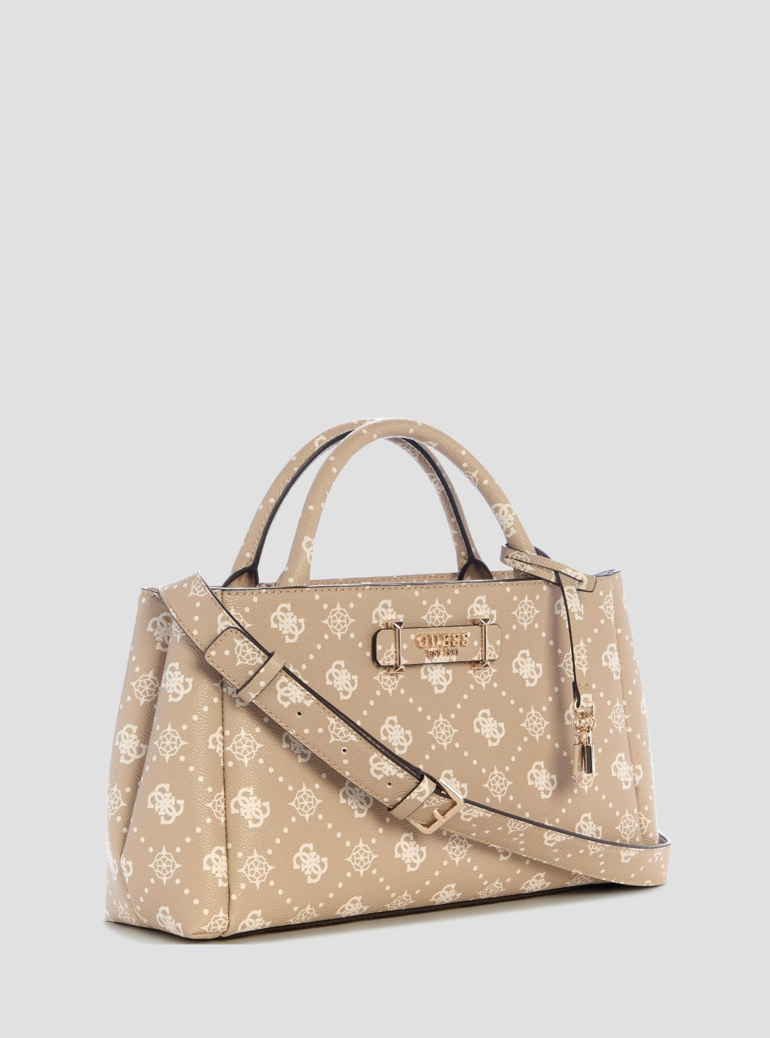 GUESS Womens Beige Logo Carrie Girlfriend Satchel Bag GP989806 Front Side View