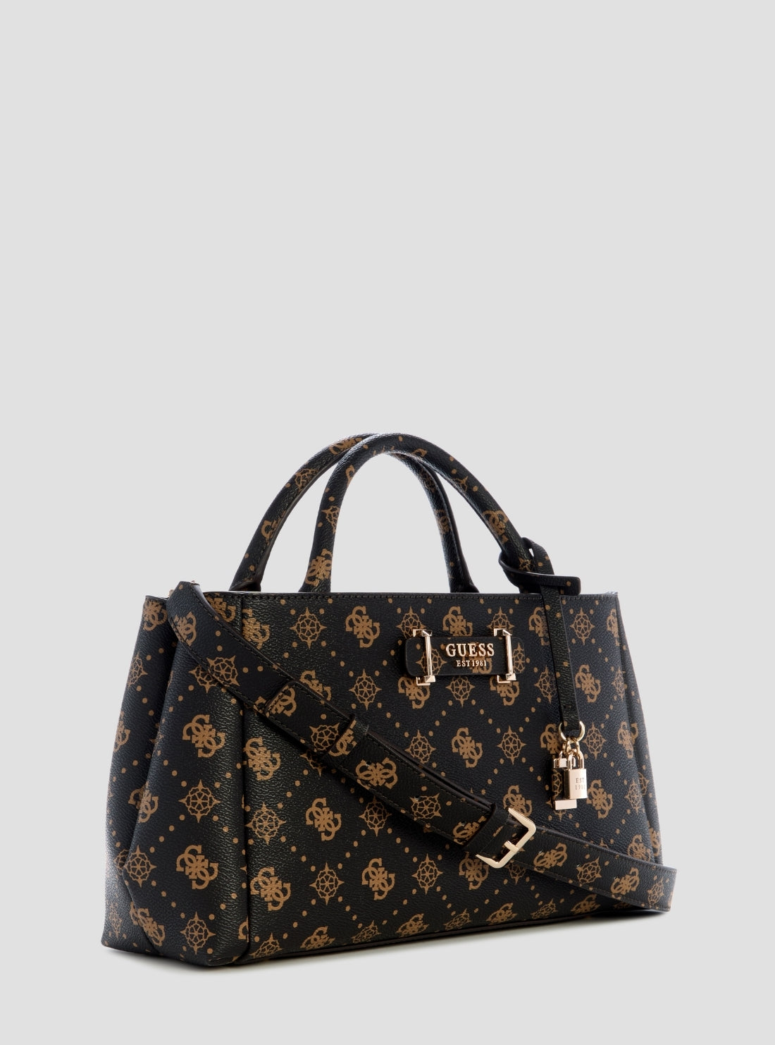 GUESS Womens Brown Logo Carrie Girlfriend Satchel Bag GP989806 Front Side view