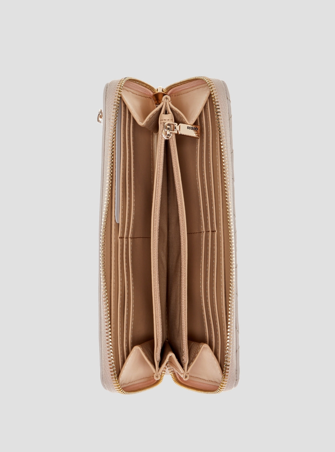 GUESS Womens Beige Logo Carrie Large Zip Around Wallet GP9898146 Inside View