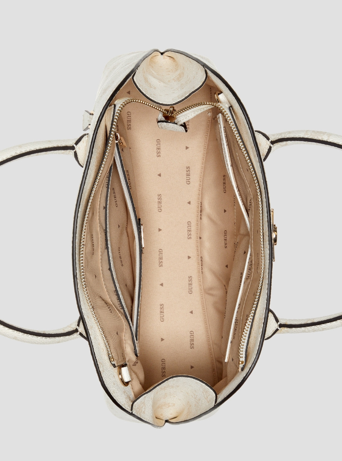 GUESS Womens White Logo Emelie Satchel Bag GP992806 Inside View