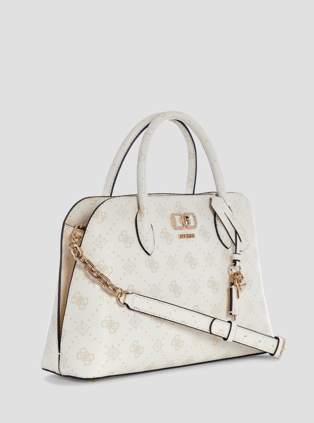 GUESS Womens White Logo Emelie Satchel Bag GP992806 Side View