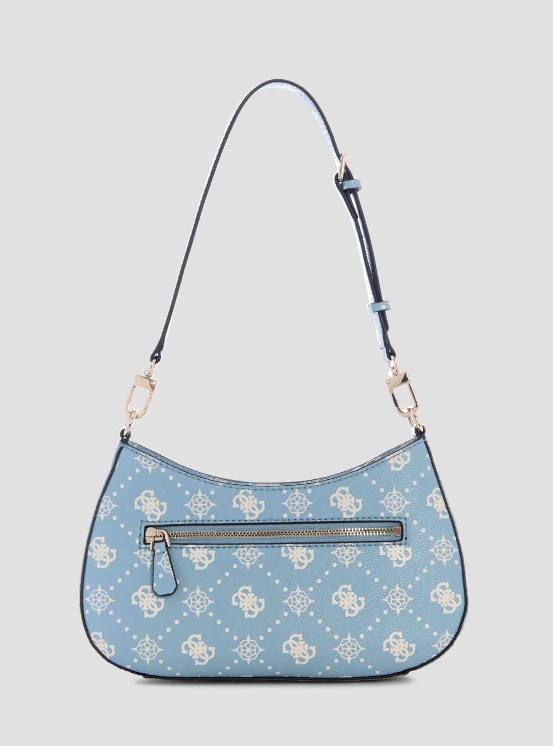GUESS Womens Light Blue Logo Emelie Top Zip Shoulder Bag GP992818 Back View