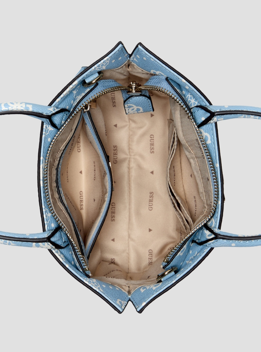 GUESS Womens Light Blue Logo Emelie Mini Tote Bag GP992875 Inside View