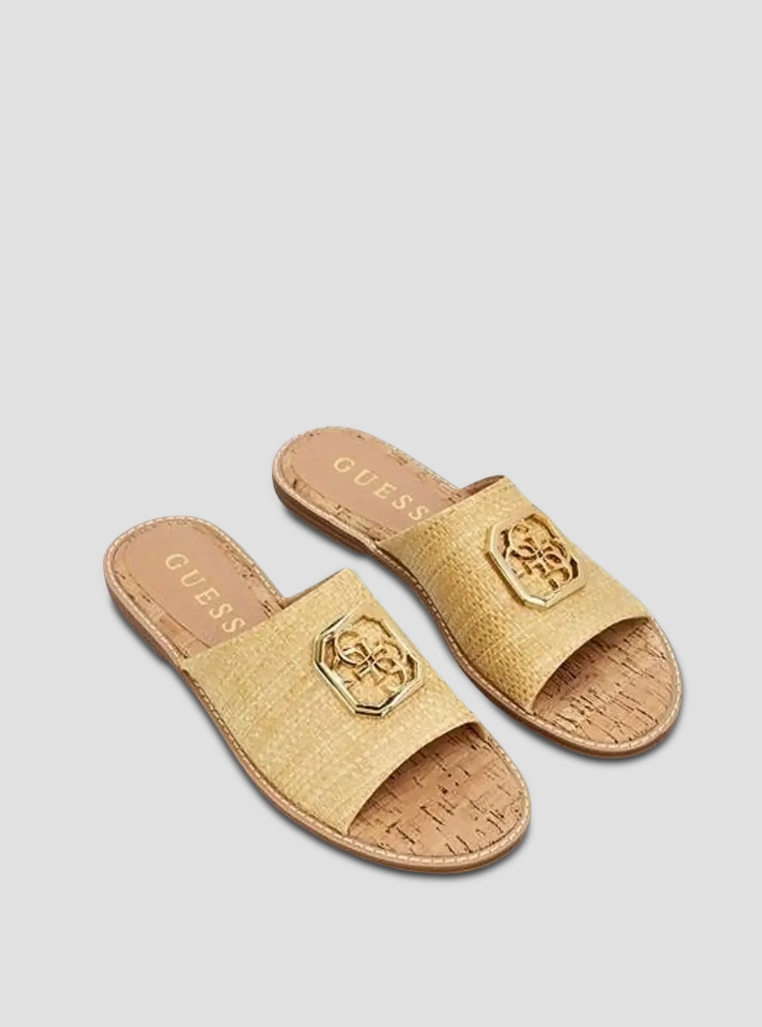 GUESS Womens Beige Graysie Flat Sandals GRAYSIE  Side View