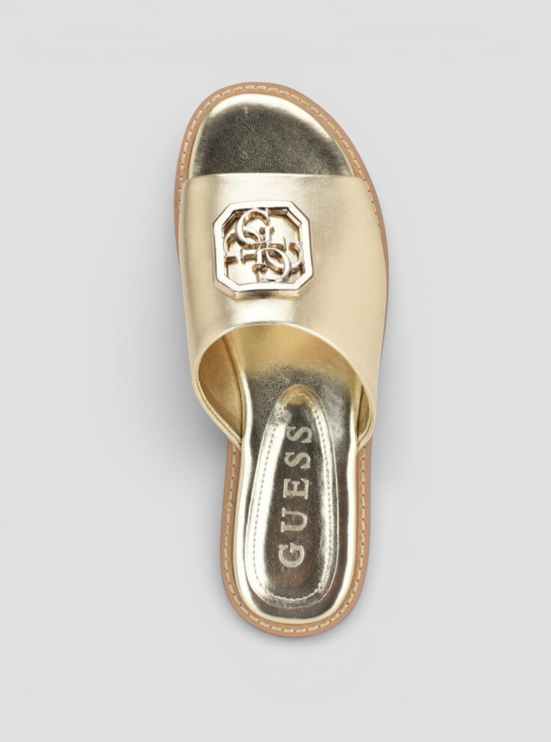 GUESS Womens Gold Graysie4 Slide Sandals GRAYSIE4 Top View